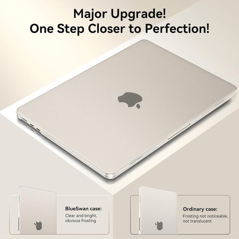 BlueSwan for MacBook Air 13 inch Case, M4 M3 M2 2026-2022 A3240 A3113 A2681, 100% Match Official Color, Scratch Resistant, Easy to Snap on, Air 13.6 Hard Shell Protective Laptop Cover, Starlight Clear - Image 2